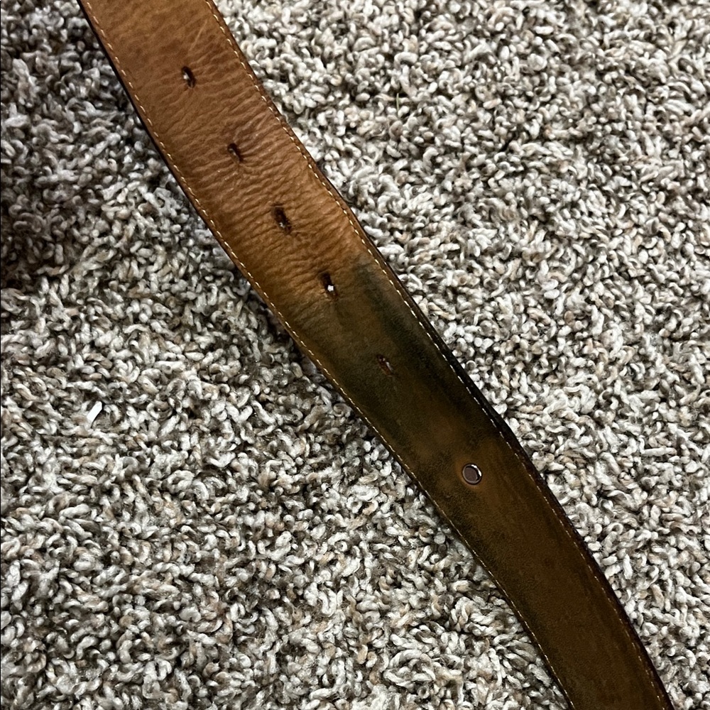 Western Brown Leather Belt with Silver Buckle - Picture 8 of 10